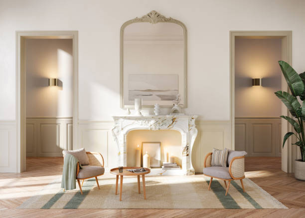 Digital render of Luxurious Bedroom with Vintage Charm