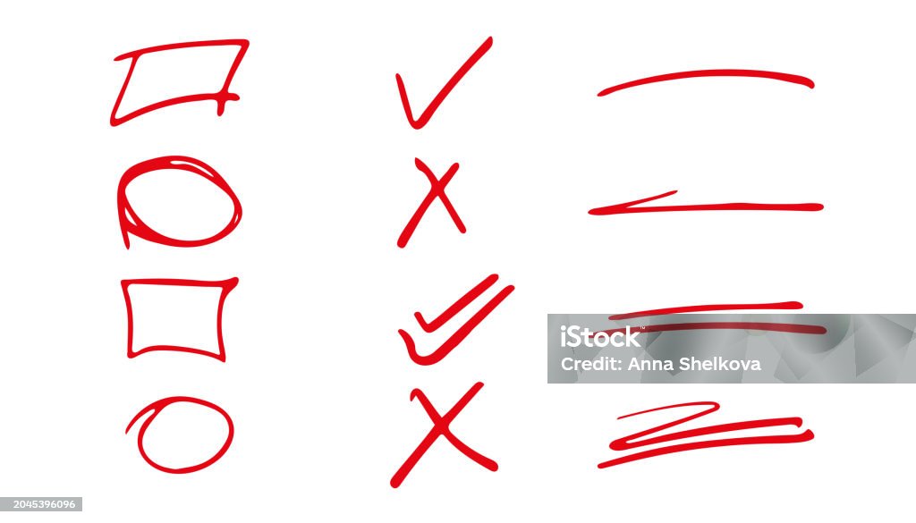 Check Line Vector Hand Drawn Check Mark And Brush Lines Stock Illustration - Download ...