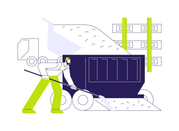 Laying ballast abstract concept vector illustration. Laying ballast abstract concept vector illustration. Group of uniform dressed contractors laying ballast from truck on railway, infrastructure building, construction process abstract metaphor. ballast stock illustrations