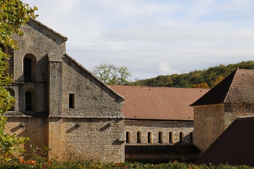 On october 20th 2023, Fontenay abbey in France , tourists visit the beautiful Cistercian abbey in Burgundy.