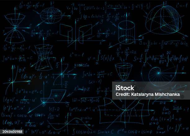 Formulas Background Simple Mathematical Formulas Drawn By Hand On The Black Chalkboard For The ...
