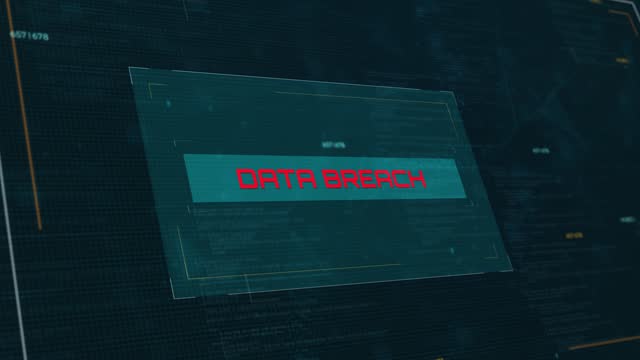 Data Breach Warning: Futuristic Loading Screen Animation for Cyber Security with Computer Code Background