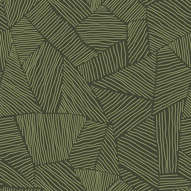 Vector illustration of Endless moss green mosaic pattern of textured geometric shapes