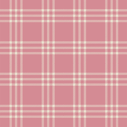 Pink and beige tartan plaid pattern, seamless fabric swatch.