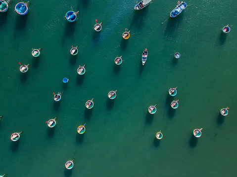 The drone point of view of fishing village of Mui Ne, Vietnam