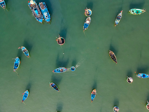 The drone point of view of fishing village of Mui Ne, Vietnam