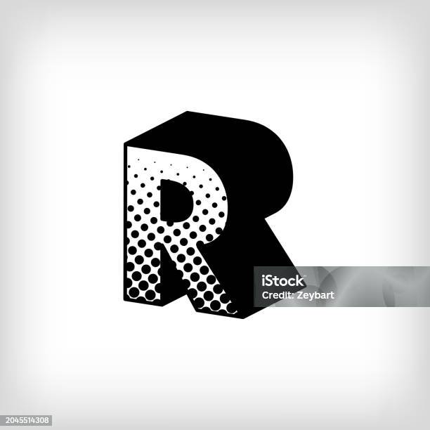 Istock Letter R Letter R With Creative Shadow Pop Art Dot Design Alphabet Sign Stock ...