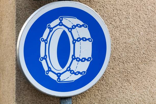 Snow chains road sign in France