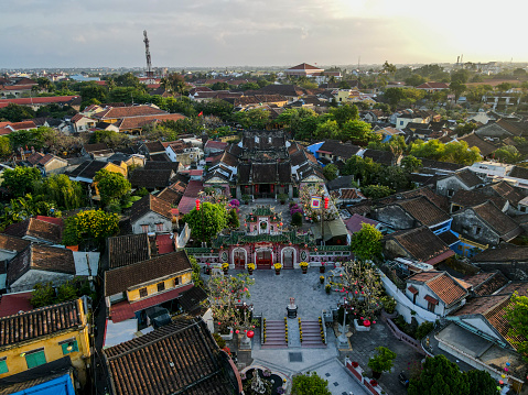 The drone point of view of Hoi An city, Vietnam