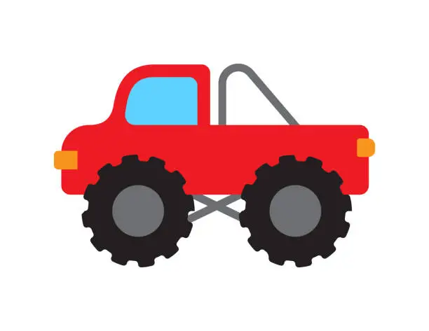 Vector illustration of monster truck illustration for coloring book template, truck for kid worksheet printable