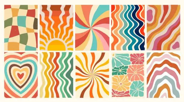 Vector illustration of Retro backgrounds collection with grunge texture