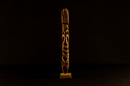 Close up of African traditional wooden Statue figurine