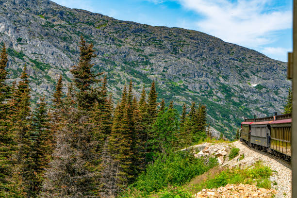 White Pass Summit excursion tour train, Alaska, USA.
