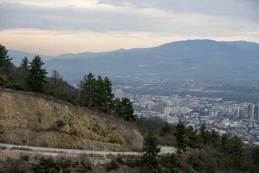 mountain road leading to the european city of Skopje the capital of North Macedonia