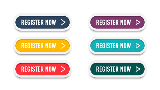 bildbanksillustrationer, clip art samt tecknat material och ikoner med register now tag. registration now buttons set. vector button for registration in services, blogs, websites. register now chat speech message. banner promotion. free registration offer. vector - register
