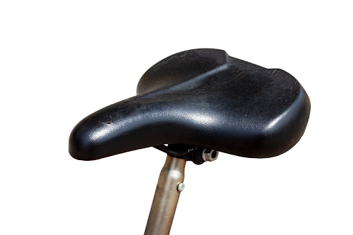 The saddle of the bike is isolated on a white background