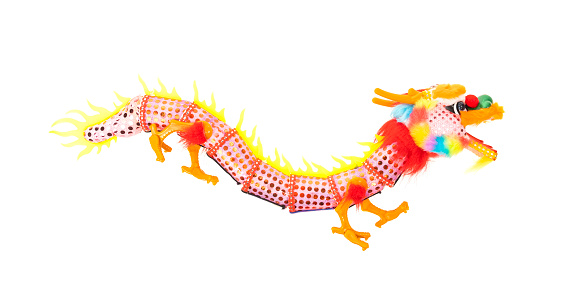 chinese new year concept with hand made dragon isolated on white background