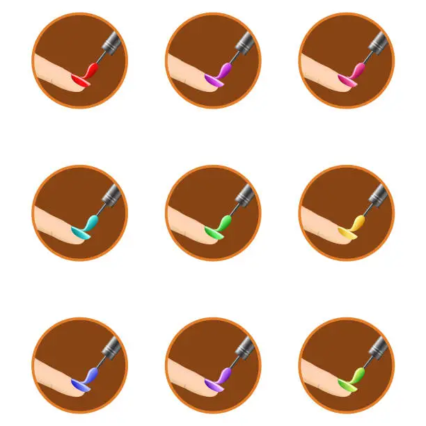 Vector illustration of Nail polishing vector set