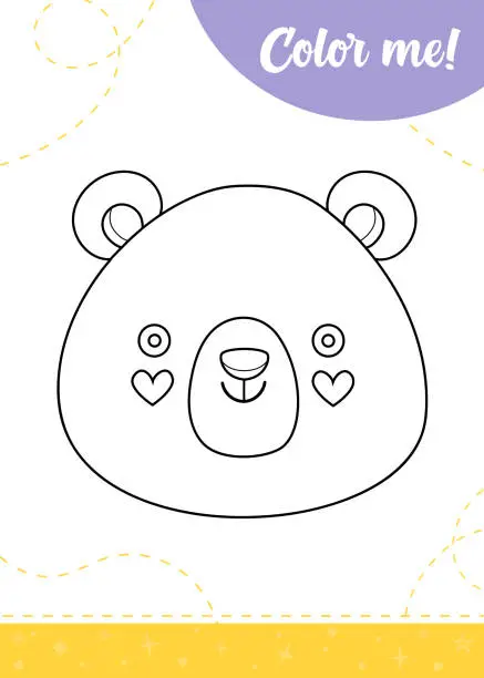 Vector illustration of Coloring page for kids with cartoon bear