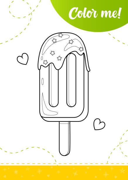Coloring page for kids with yummy ice cream. Coloring page for kids with yummy ice cream.
A printable worksheet, vector illustration. frozen coloring pages stock illustrations