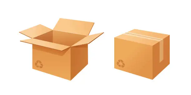 Vector illustration of Empty cardboard boxes for delivery