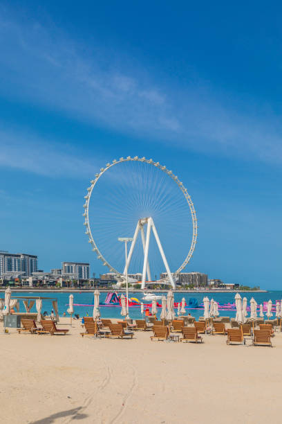 istock Beach in Dubai with a view of the Ferris wheel 2045687463