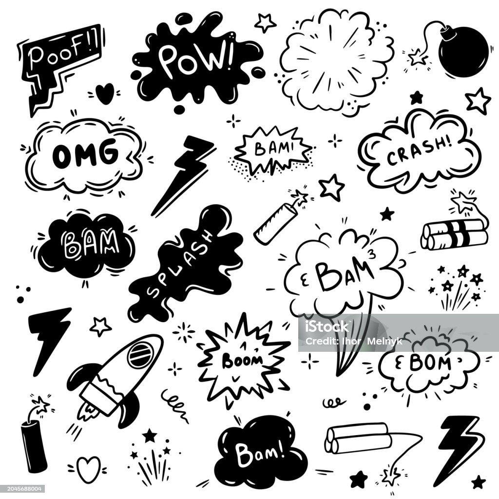 Pen Exploding Cartoon Comic Cartoon Line Bomb Explosion Stock Illustration - Download Image ...
