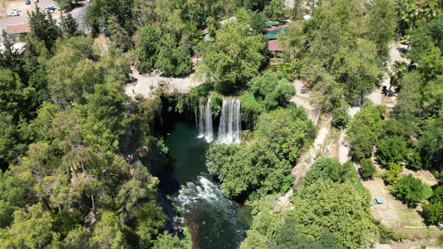 Aerial view of Duden waterfall, Upper Duden Waterfalls. 4k resolution