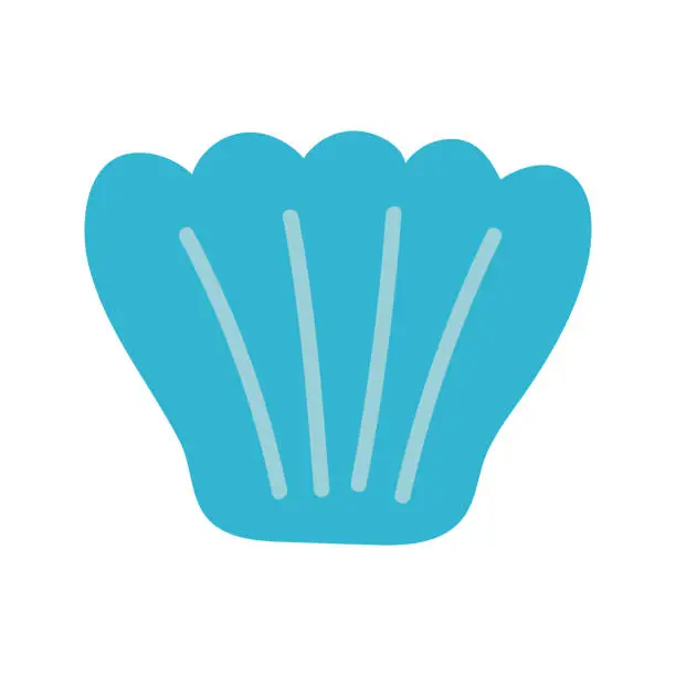 Vector illustration of Cute blue seashell. Hand drawn vector illustration for travel design.
