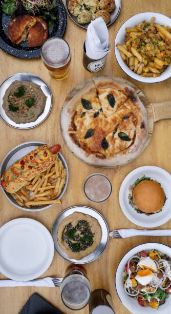 istock Top view of the restaurant table with delicious dishes 2045736590