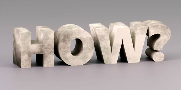 istock Luxury concrete inscription how on grey podium, soft light, smooth background, 3d rendering 2045737671