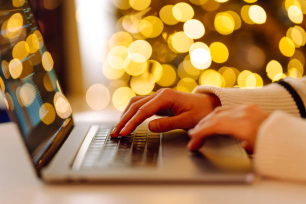 istock Woman working at home office hand on keyboard close up. 2045838111
