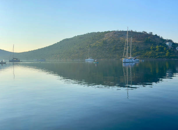 Island. Blue sea. Waves. Seascape. Panorama. Adriatic. Sea. Croatia.