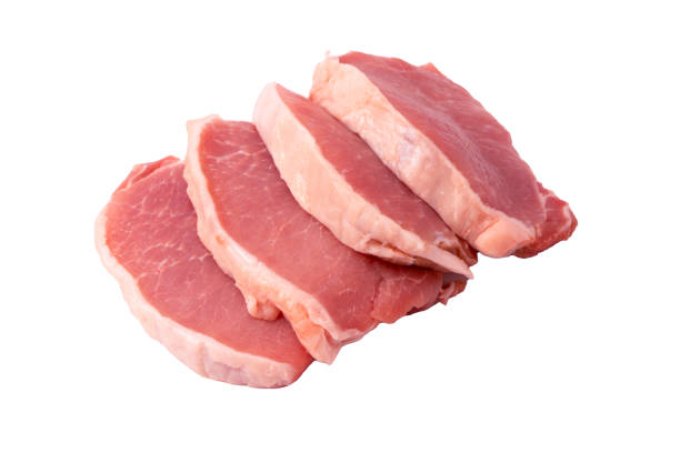 istock Raw pork pieces isolated on a white background. 2045879668