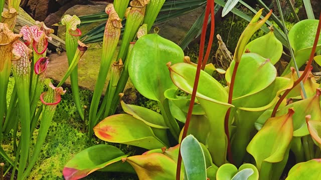 Close view of meat-eating pitcher plant