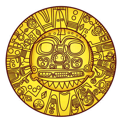 Golden sun of Echenique. Pre-Hispanic golden plate of unknown meaning, maybe representing the sun god Inti. Worn as breastplate by Inca rulers, since 1986 the coat of arms of the city Cusco in Peru.