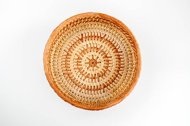 istock Wicker basket with lid on a white background, isolate, close-up 2045924382