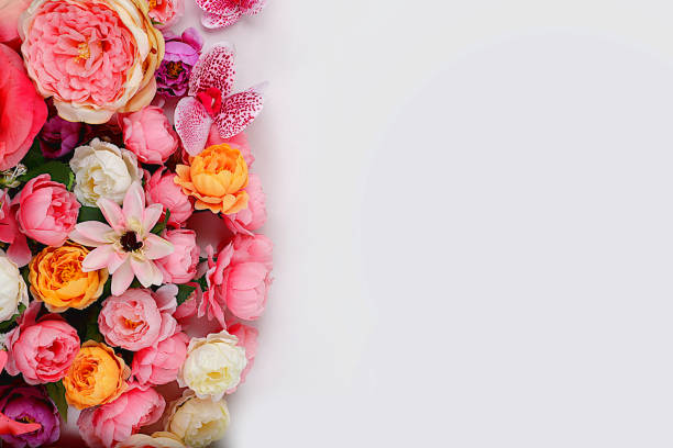 istock Beautiful flowers and butterflies on a light background.Abstract floral composition, still life, spring background or banner, holiday concept. Card for Mother's Day, Women's Day, Happy Birthday, Wedding, selective focus 2045966593