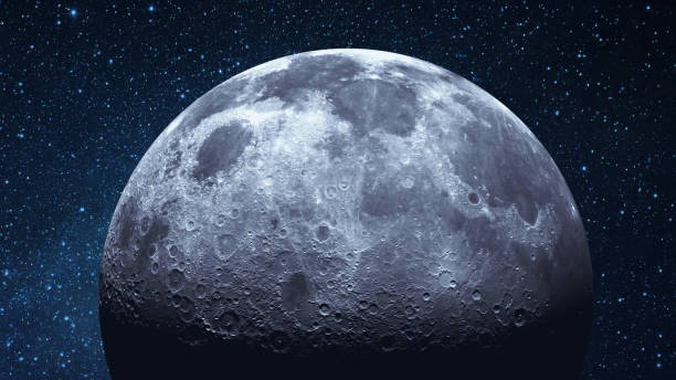 istock The surface of the moon with craters in outer space. Moon with stars 2045985876