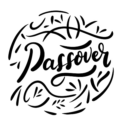 Passover Day inscription. Handwriting text banner Happy Passover . Hand drawn vector art.