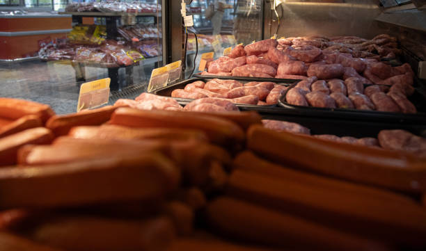 istock sausage in market showcase 2046011808