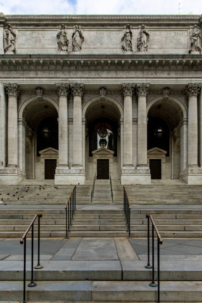 New York, NY, USA - June 4, 2022: The Fifth Avenue entrance of the New York Public Library Main Branch (Stephen A. Schwarzman Building).