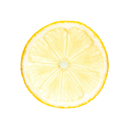 Close-up lemon slice on a white background
