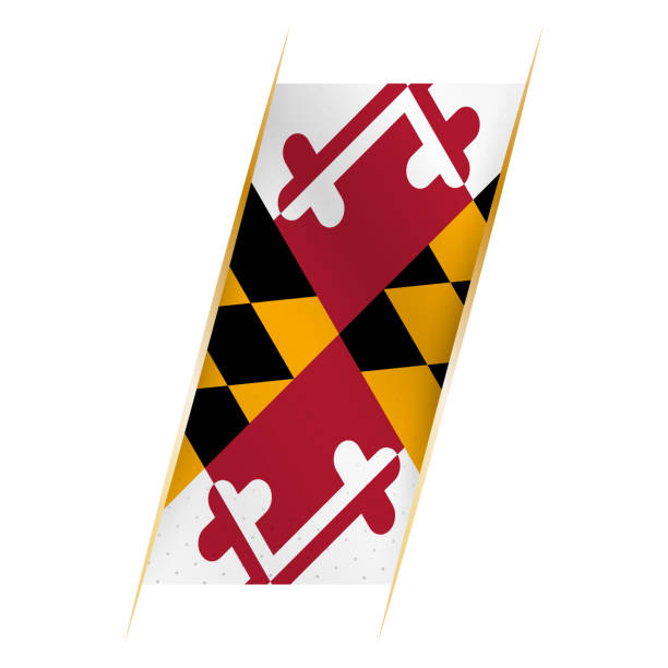 istock Maryland flag in the form of a banner with waving effect and shadow. 2046055688