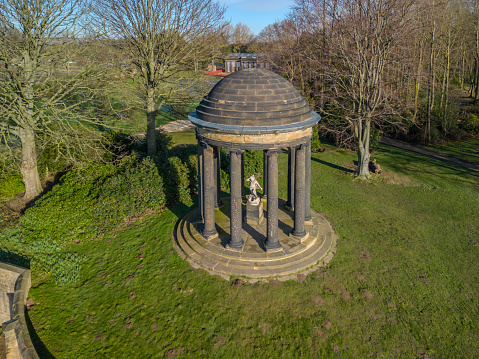 Ionic Temple with Staue of Hercules is a Grade II Listed Building in Wentworth Woodhouse Estate, Rotherham, South Yorkshire, England, Feb 2024