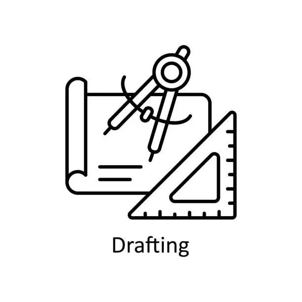 Vector illustration of Drafting vector outline Icon Design illustration. Graphic Design Symbol on White background EPS 10 File