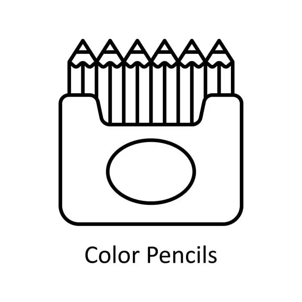 Vector illustration of Color Pencils vector outline Icon Design illustration. Graphic Design Symbol on White background EPS 10 File