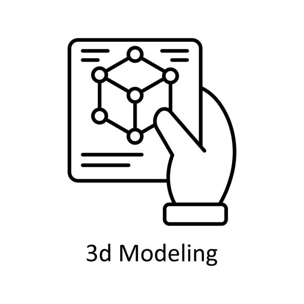 Vector illustration of 3d Modeling vector outline Icon Design illustration. Graphic Design Symbol on White background EPS 10 File