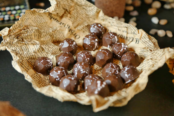 istock Close-Up of a Plate of Chocolates on a Table 2046088324