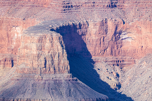 Detail of a mesa inside of the Grand Canyon in Arizona